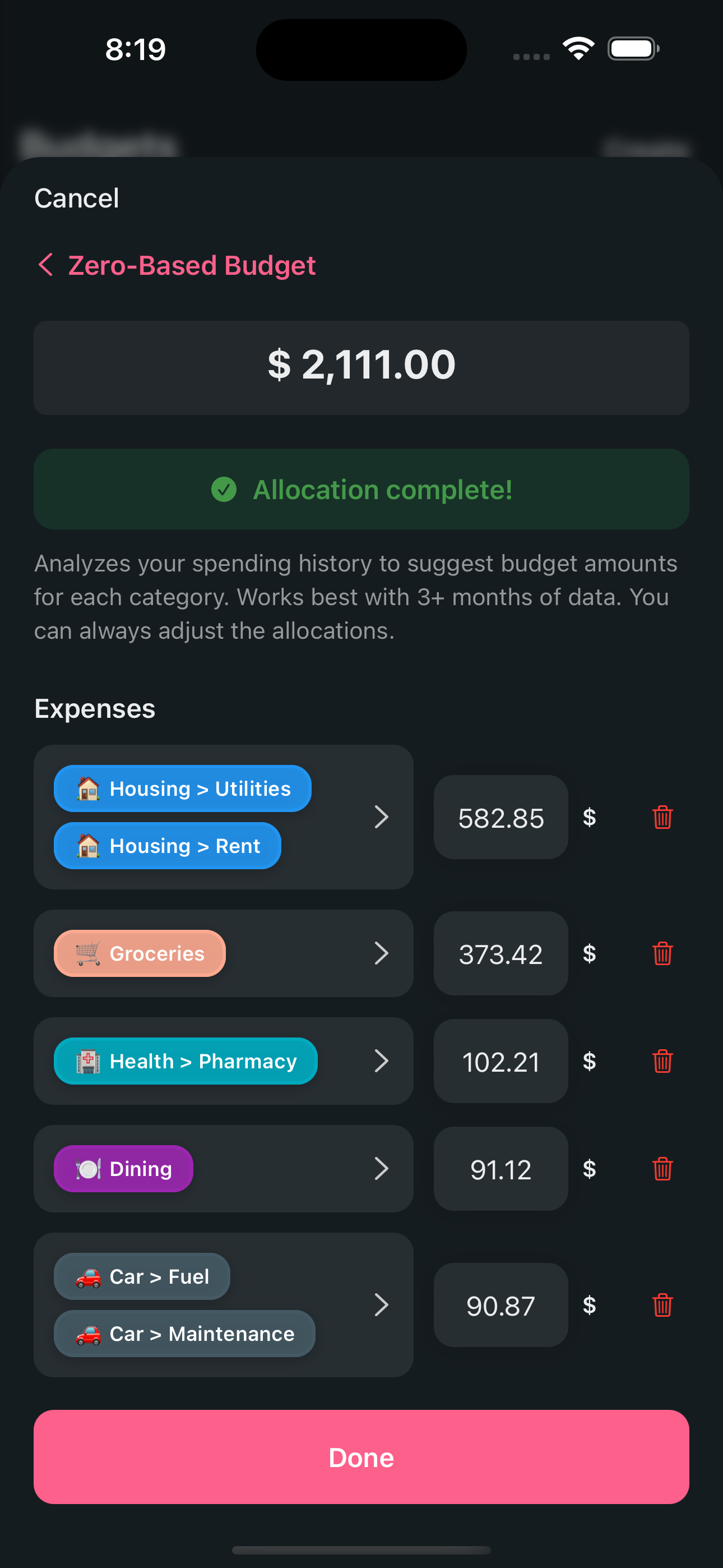 Smart Budgets screenshot